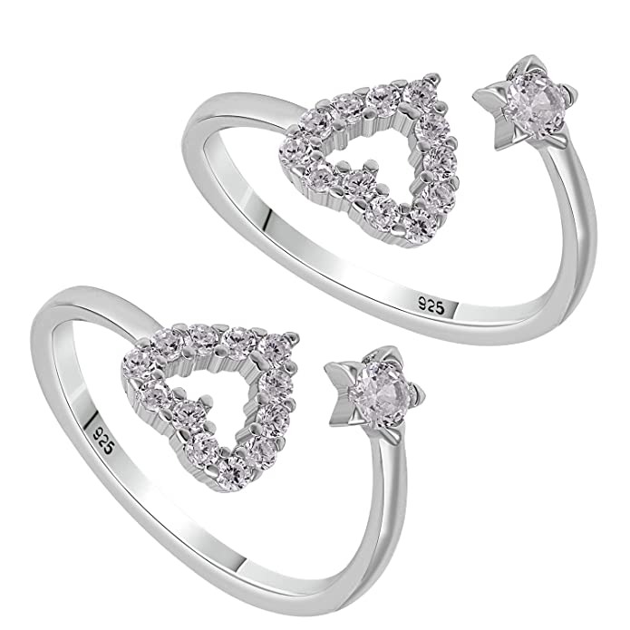 Silver Cubic Zirconia Toe Rings