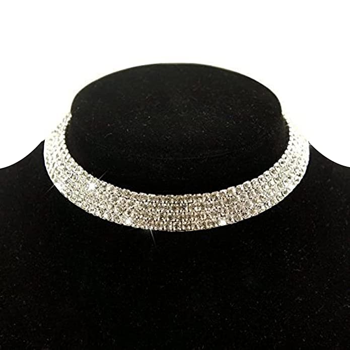 YouBella Jewellery Sets for Women Silver Crystal Rhinestone Choker Necklace