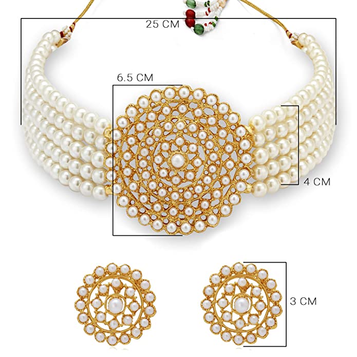 Sukkhi Adorable Gold Plated Pearl Choker Necklace Set