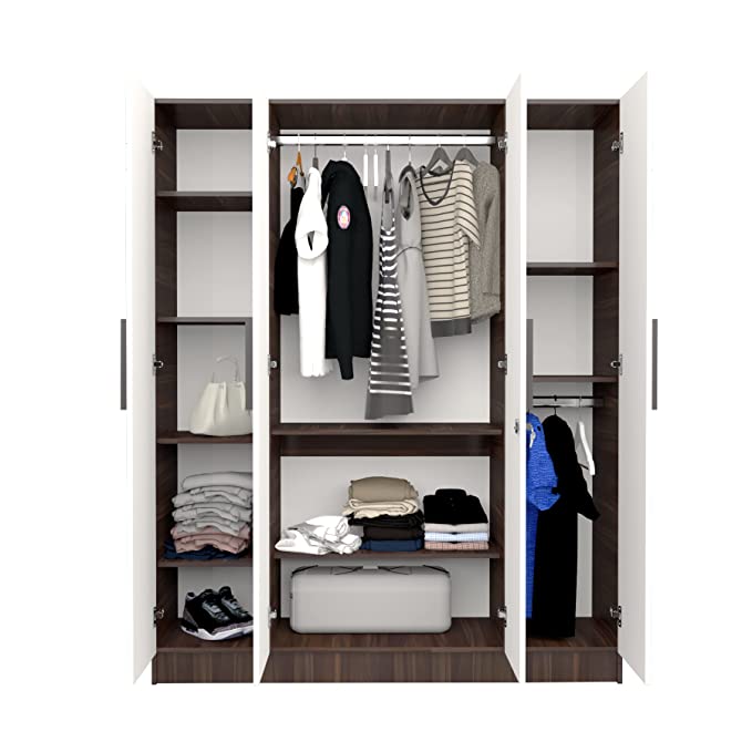 Trevi Ozone Engineered Wood Milky Maple Color Four Door Wardrobe