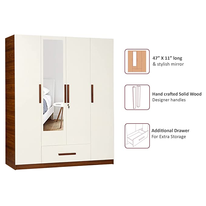 Trevi Ozone Engineered Wood 4 Door Wardrobe with Drawer 