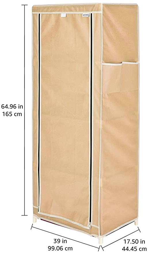 Solimo 1-Door Foldable Wardrobe, 4 Racks, Beige