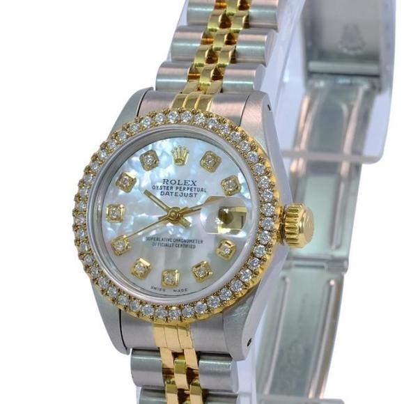 stainless steel, 18ct gold, mother of pearl & diamond Datejust 26mm watch, Rolex