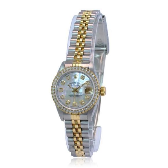 stainless steel, 18ct gold, mother of pearl & diamond Datejust 26mm watch, Rolex