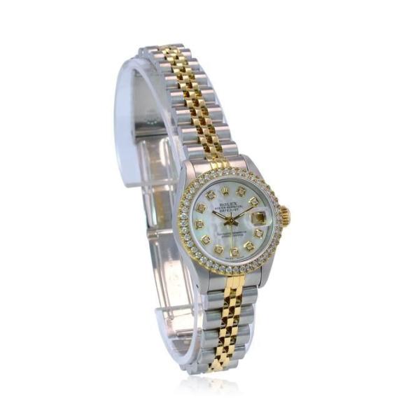 stainless steel, 18ct gold, mother of pearl & diamond Datejust 26mm watch, Rolex