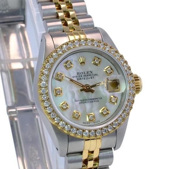 stainless steel, 18ct gold, mother of pearl & diamond Datejust 26mm watch, Rolex